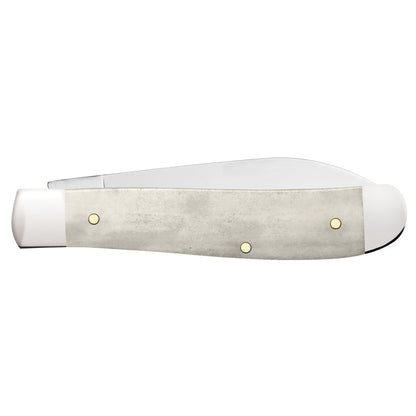 Case Knives Smooth Natural Bone Mini Trapper with Brass Bomb Shield