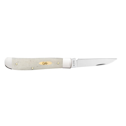 Case Knives Smooth Natural Bone Mini Trapper with Brass Bomb Shield