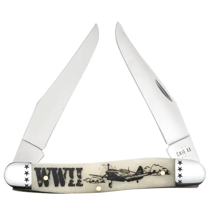 Case Knives War Series WWII Embellished Smooth Natural Bone Muskrat