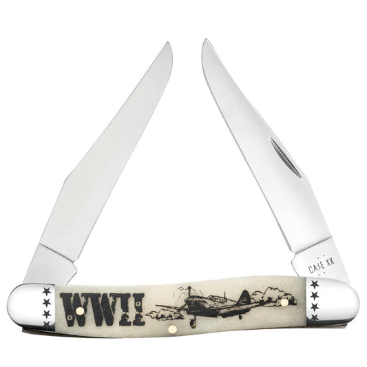 Case Knives War Series WWII Embellished Smooth Natural Bone Muskrat