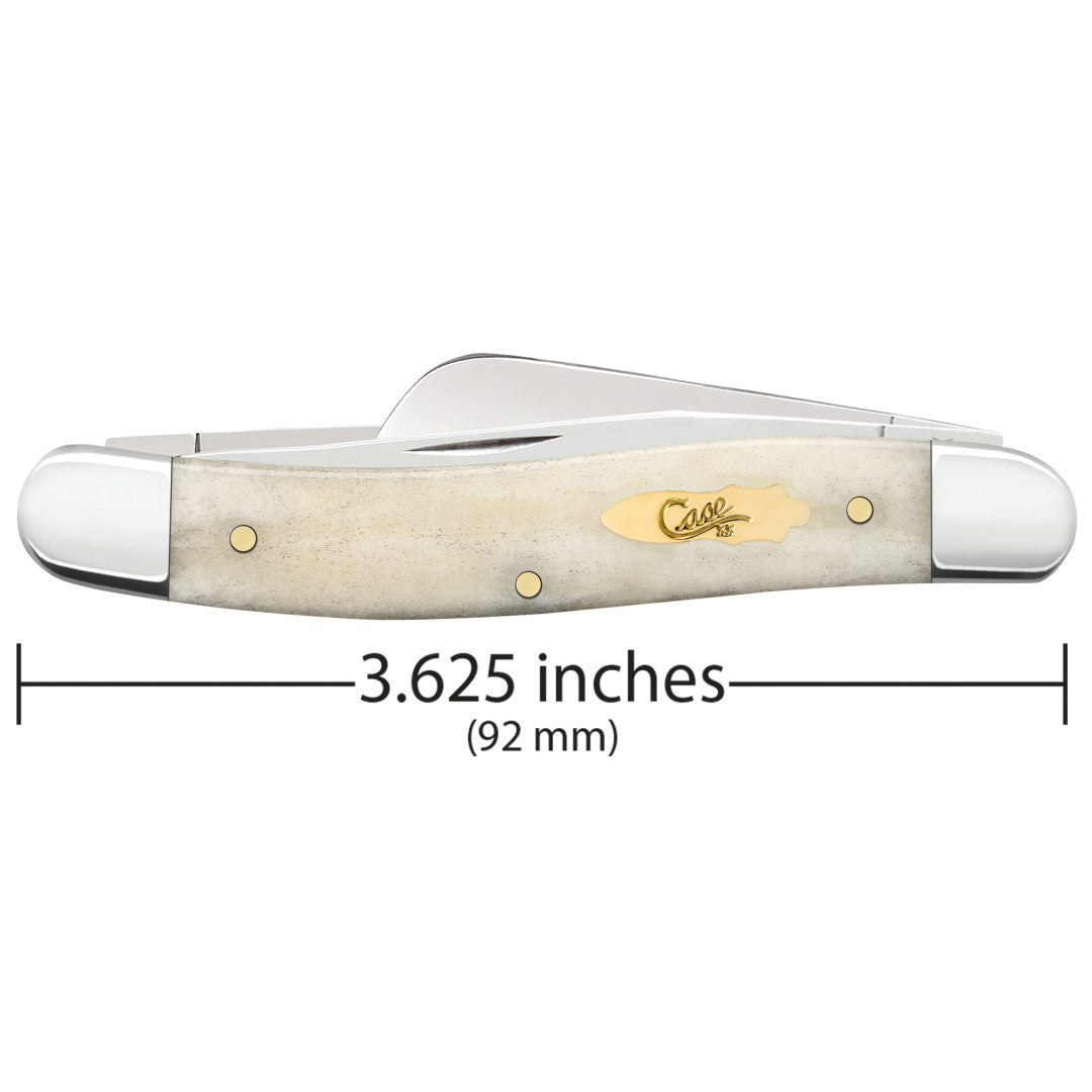 Case Knives Smooth Natural Bone Medium Stockman with Brass Bomb Shield