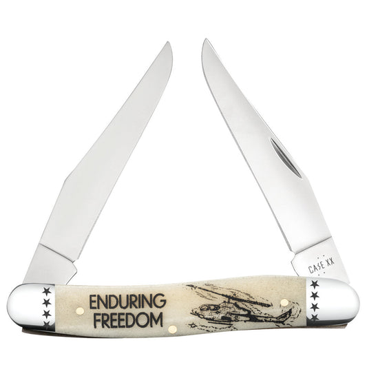 Case Knives War Series Enduring Freedom Smooth Natural Bone Muskrat