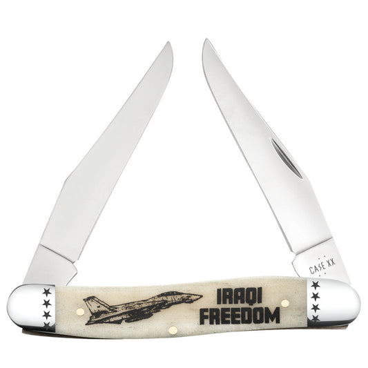 Case Knives War Series Iraqi Freedom Smooth Natural Bone Muskrat